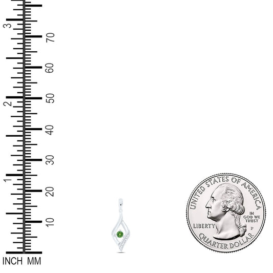 0.2 Ctw Natural Diamond Peridot and Diamond Accent Twist Pendant in Sterling Silver