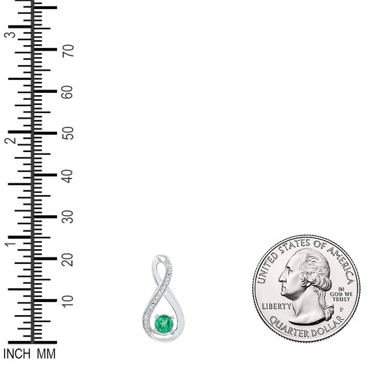 0.56 Ctw Natural Diamond Green Teardrop Pendant in Sterling Silver