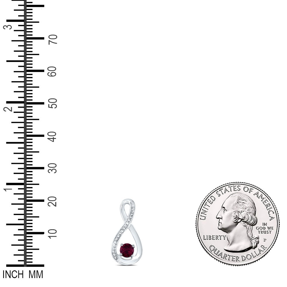0.61 Ctw Natural Diamond Red Infinity Pendant in Sterling Silver