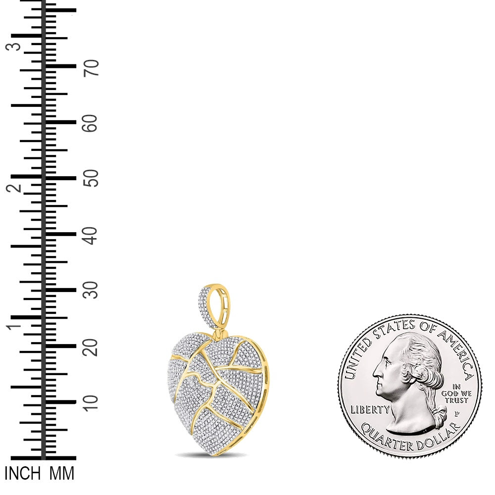 1.51 Ctw Natural Diamond Broken Shattered Heart Pendant in 10k Yellow Gold