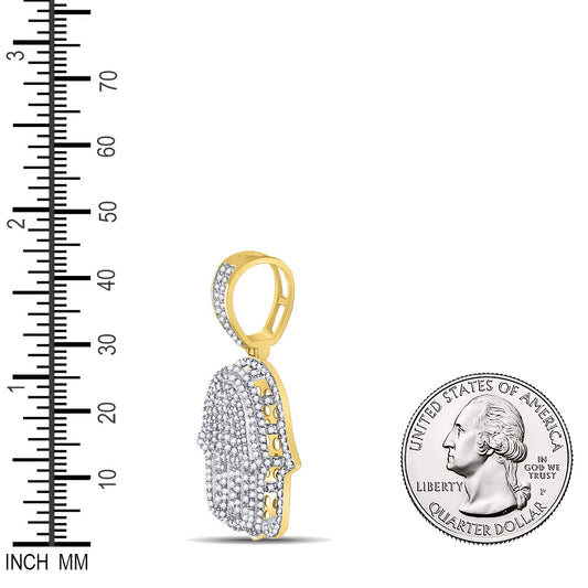 1.9 Ctw Natural Diamond Cluster Hiphop Hamza Pendant in 10k Yellow Gold