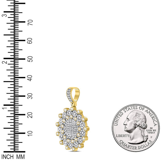 1 Ctw Natural Diamond Circle Round Medallion Pendant in 10k Yellow Gold