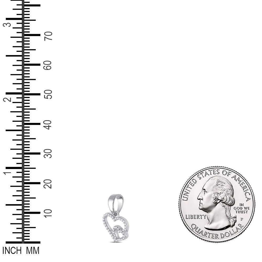 0.1 Ctw Natural Diamond Open Double Heart Pendant in 10k White Gold