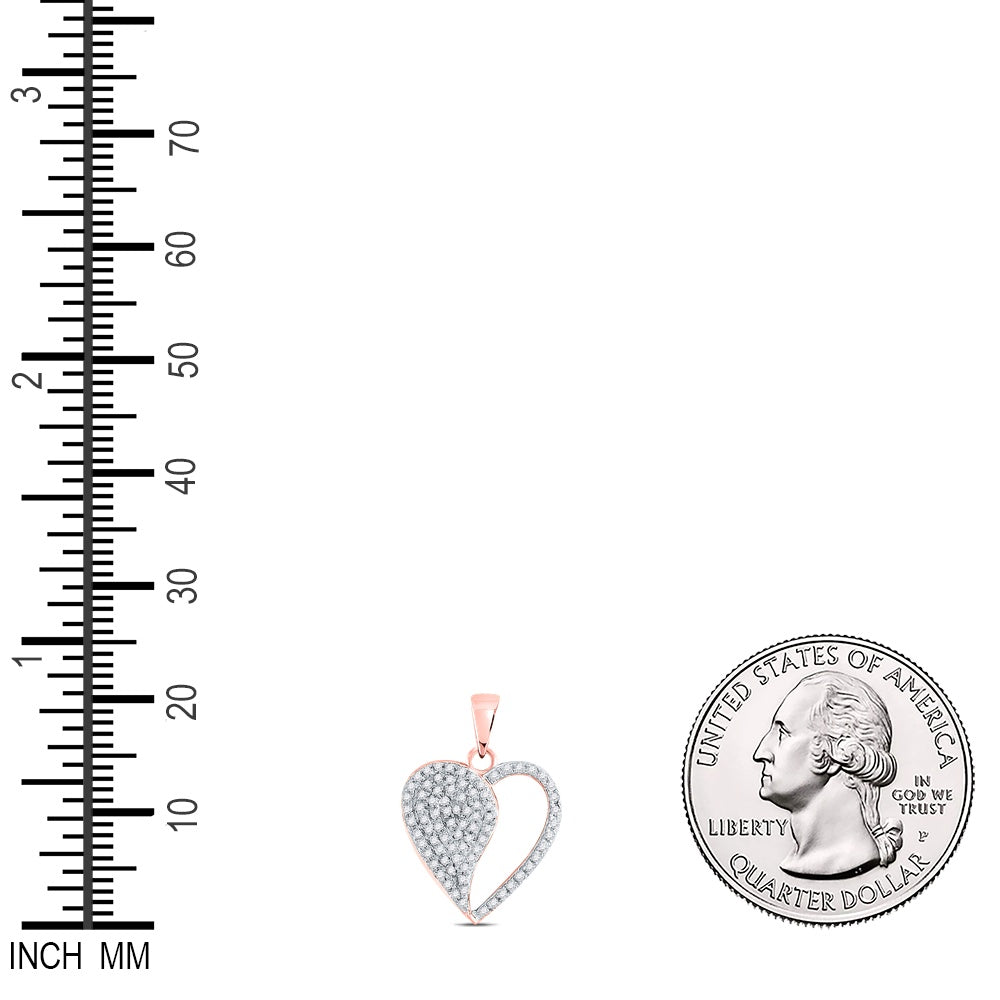 0.3 Ctw Natural Diamond Half Open Heart Pendant in 10k Rose Gold