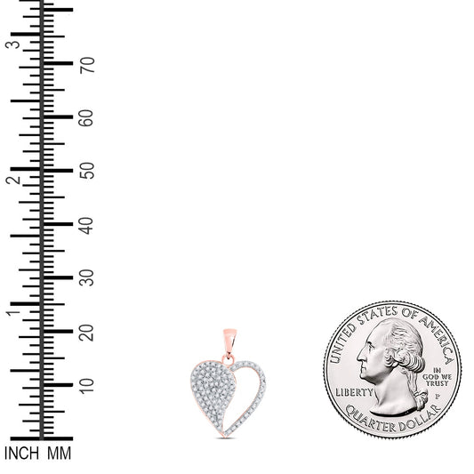 0.3 Ctw Natural Diamond Half Open Heart Pendant in 10k Rose Gold