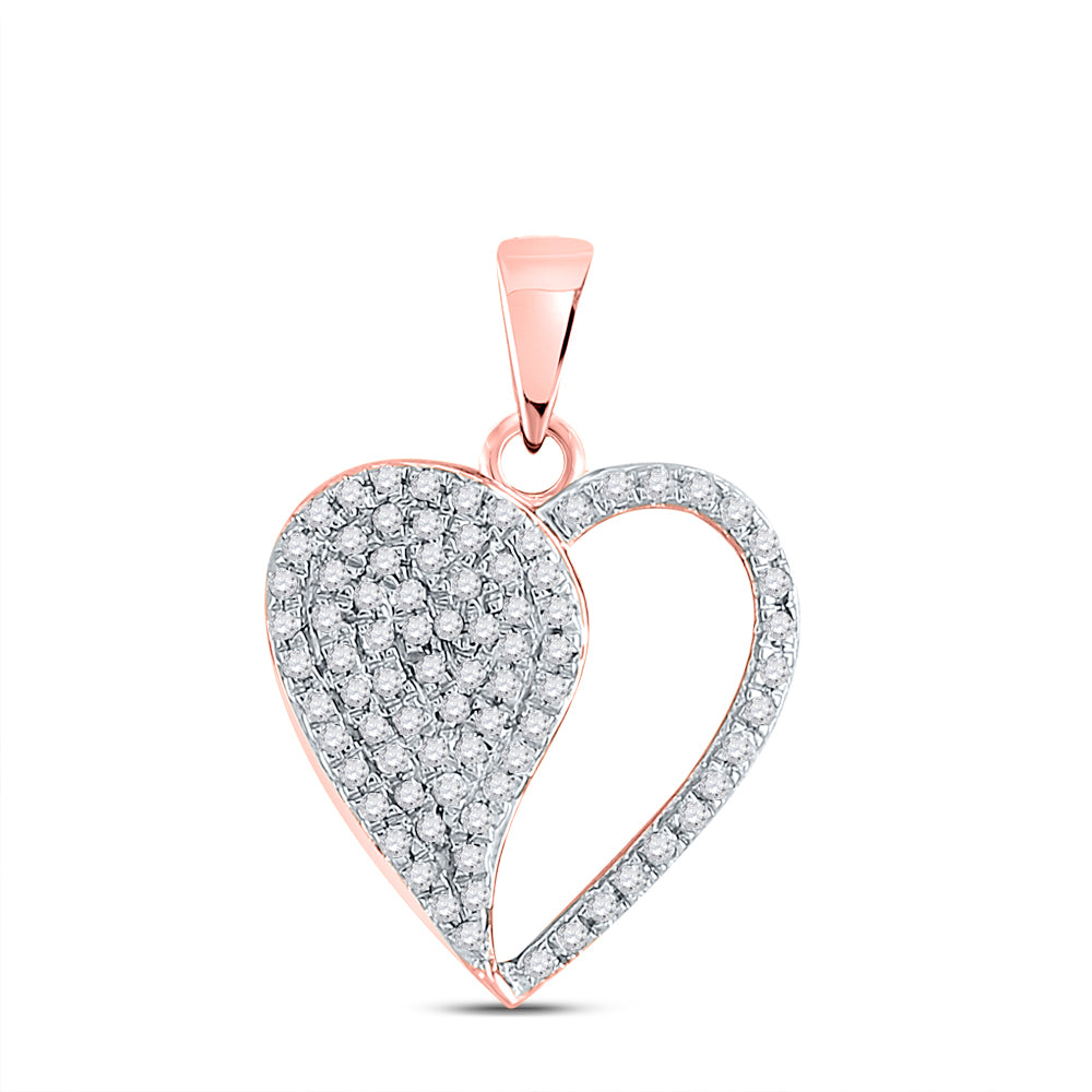 0.3 Ctw Natural Diamond Half Open Heart Pendant in 10k Rose Gold