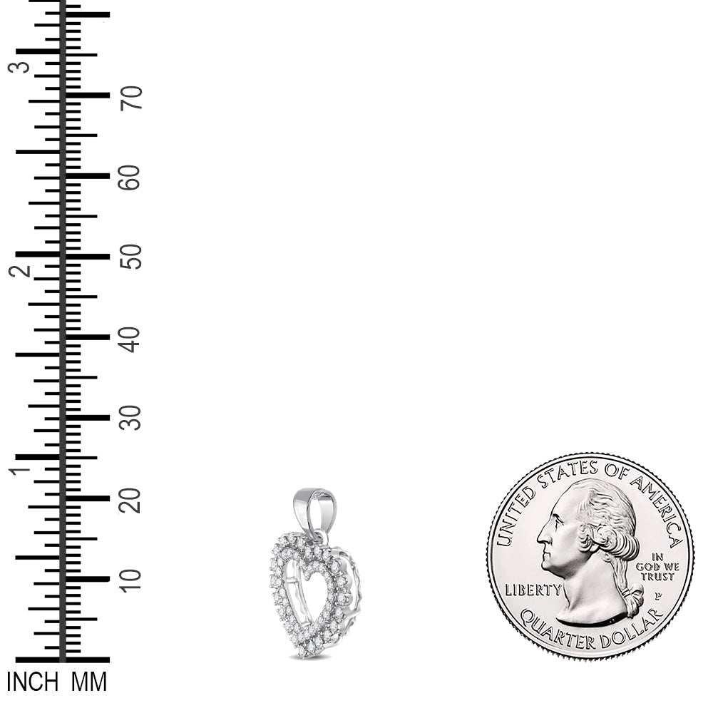 0.43 Ctw Natural Diamond Open heart Gift Pendant in 14k White Gold