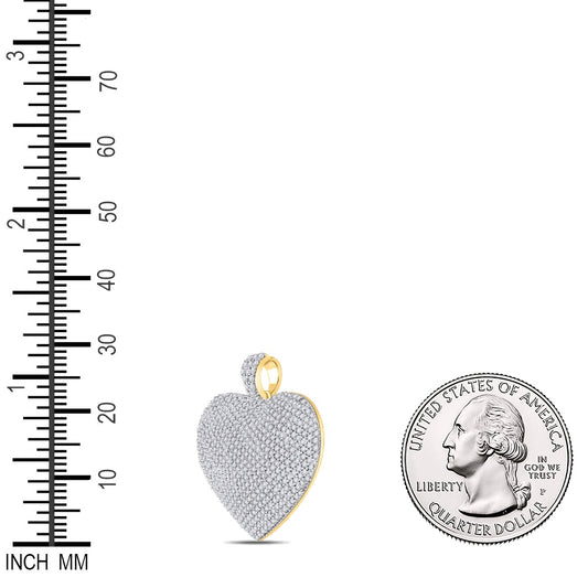 2.11 Ctw Natural Diamond Hiphop Cluster Heart Pendant in 14k Yellow Gold