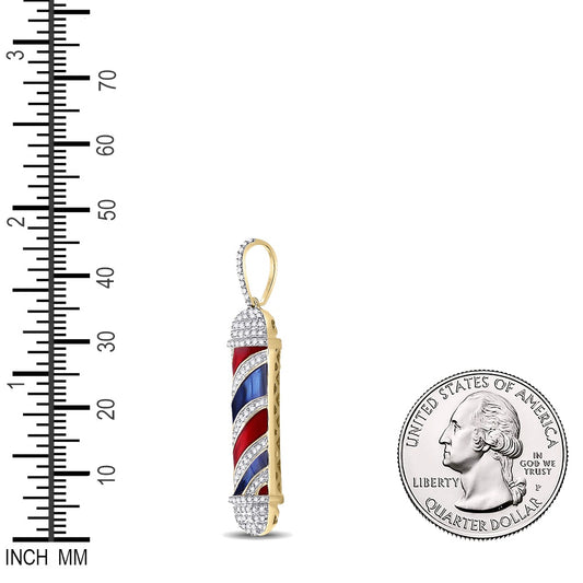 0.4 Ctw Natural Diamond Barber Shop Pole Pendant in 10k Yellow Gold