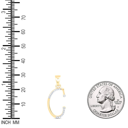 0.07 Ctw Natural Diamond Designer Initial Letter G Pendant in 10k Yellow Gold
