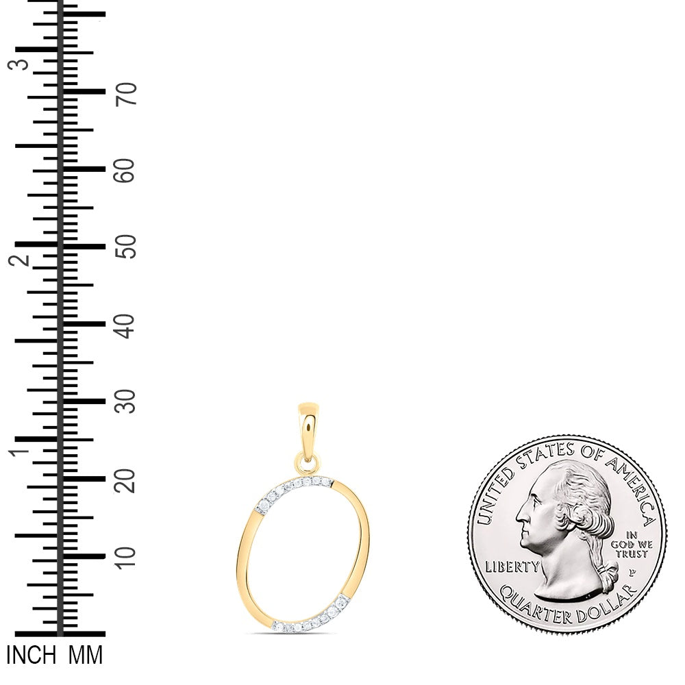 0.08 Ctw Natural Diamond Designer Initial Letter O Pendant in 10k Yellow Gold