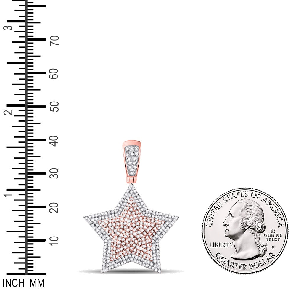 1.6 Ctw Natural Diamond Cluster Star Pendant in 10k Two-tone Gold