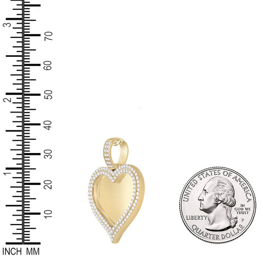 2.5 Ctw Natural Diamond Heart Memory Picture Frame Pendant in 14k Yellow Gold