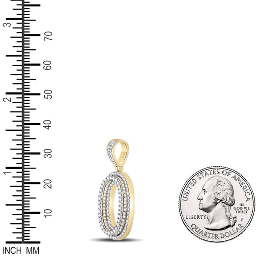 1.61 Ctw Natural Diamond Block Number O Zero Pendant in 10k Yellow Gold