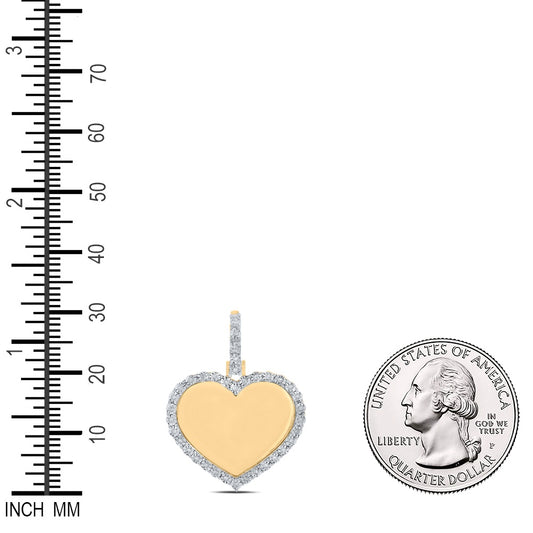 0.1 Ctw Natural Diamond Heart Memory Picture Frame Pendant in 14k Yellow Gold
