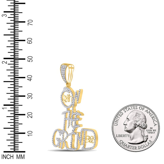 0.8 Ctw Natural Diamond 24h On The Grind 365 Nameplate Pendant in 10k Yellow Gold