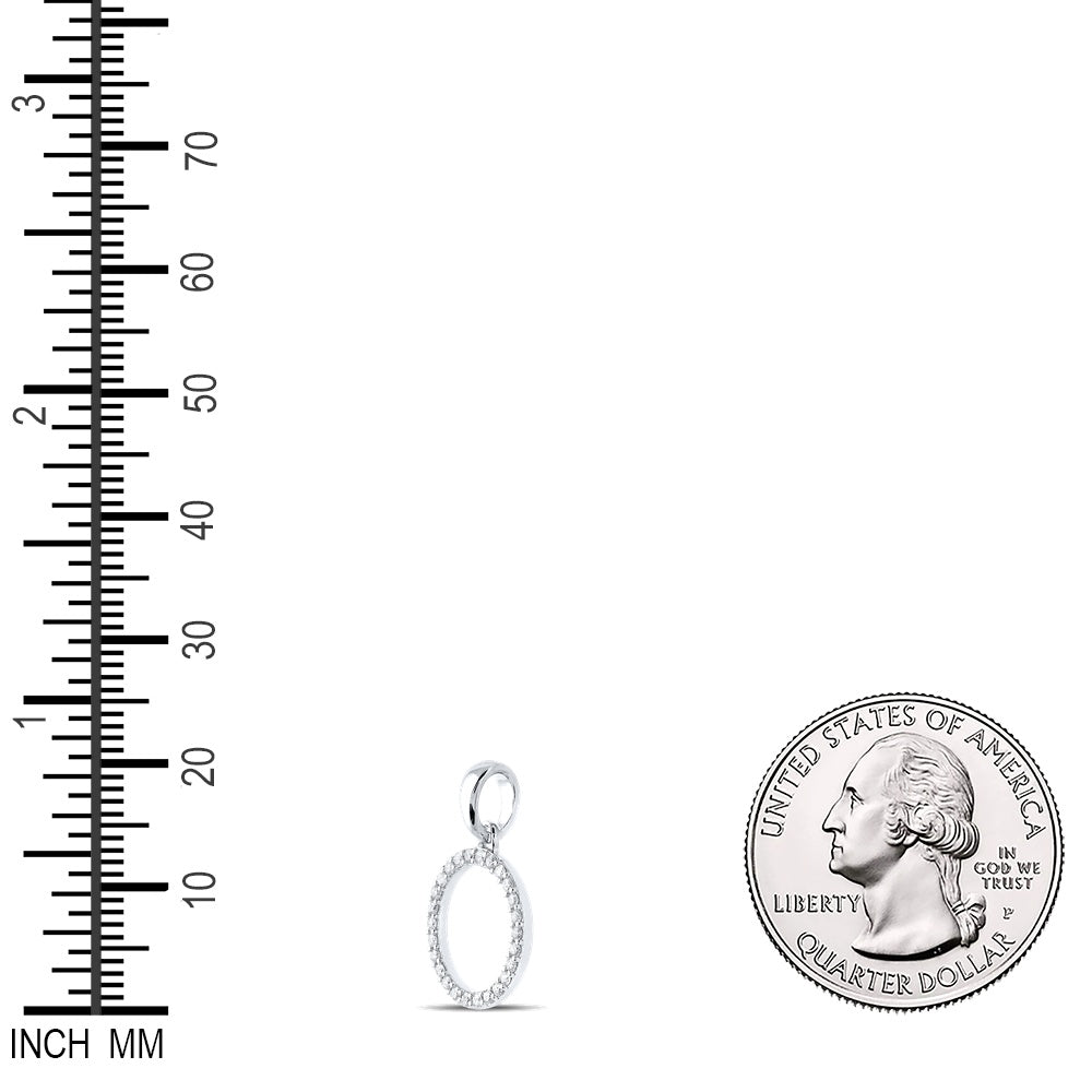 0.2 Ctw Natural Diamond Block Initial Letter O Pendant in 10k White Gold