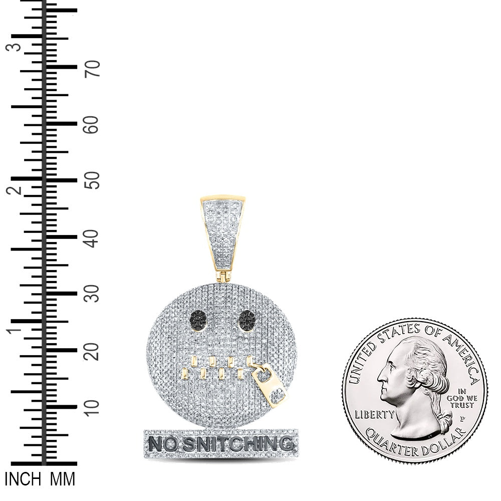 1.98 Ctw Natural Diamond No Snitching Emoji Pendant in 10k Yellow Gold