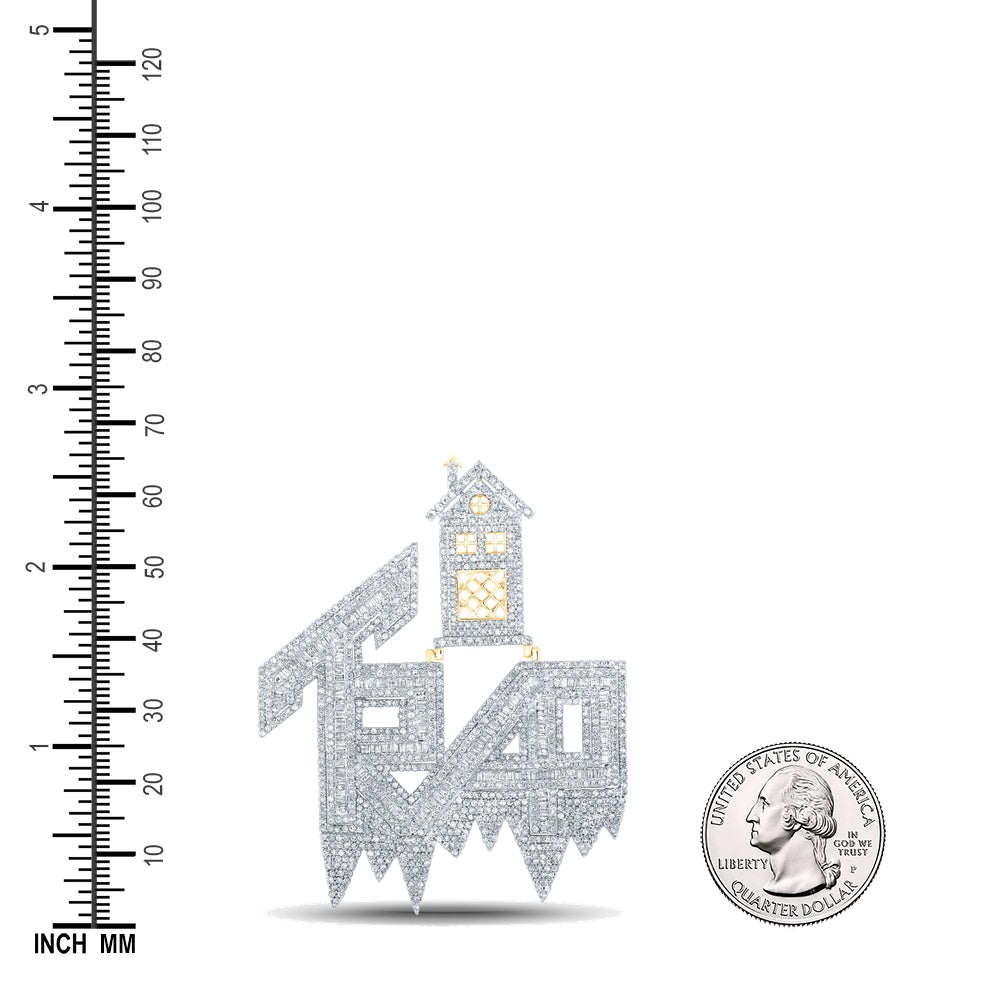 5.22 Ctw Natural Diamond Trap House Hiphop Pendant in 10k Yellow Gold