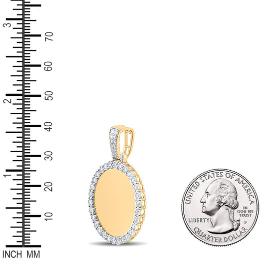 0.78 Ctw Natural Diamond One Row Tennis Memory Picture Frame Pendant in 10k Yellow Gold