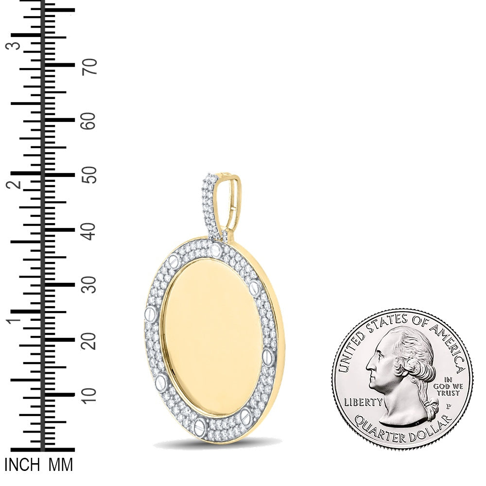 2 Ctw Natural Diamond Round Circular Memory Picture Frame Pendant in 10k Yellow Gold