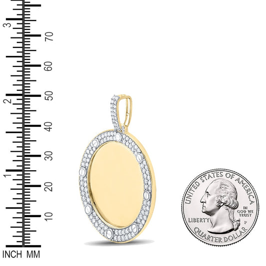 2 Ctw Natural Diamond Round Circular Memory Picture Frame Pendant in 10k Yellow Gold