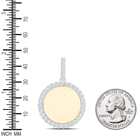 0.65 Ctw Natural Diamond Round Circle Memory Picture Frame Pendant in 10k Yellow Gold