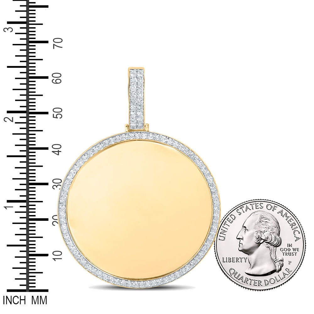 5.08 Ctw Natural Diamond Round Circular Memory Picture Frame Pendant in 14k Yellow Gold