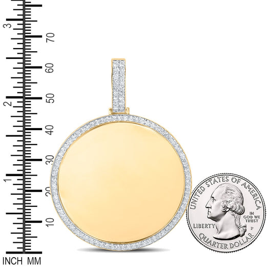 5.08 Ctw Natural Diamond Round Circular Memory Picture Frame Pendant in 14k Yellow Gold