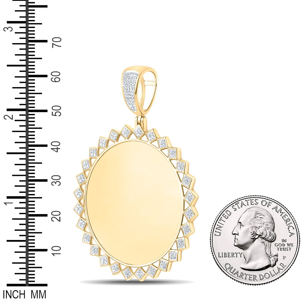 0.5 Ctw Natural Diamond Round Circular Memory Picture Frame Pendant in 10k Yellow Gold