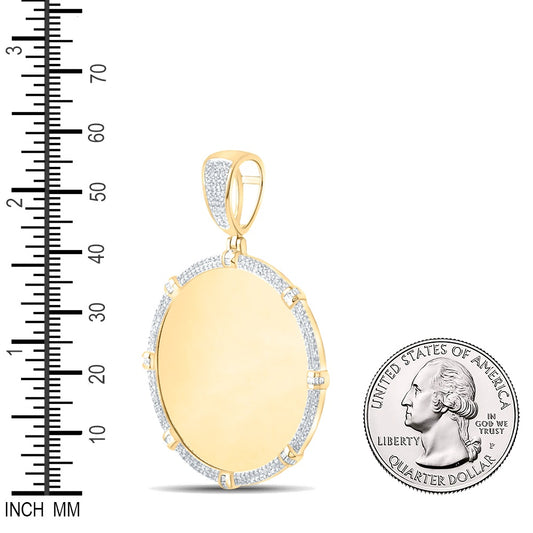0.75 Ctw Natural Diamond Round Circular Memory Picture Frame Pendant in 10k Yellow Gold
