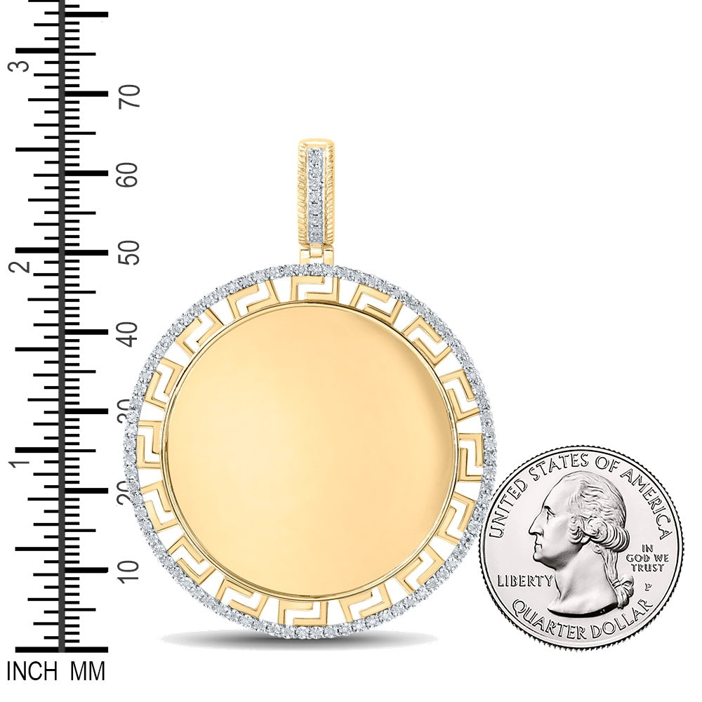 0.25 Ctw Natural Diamond Greek Round Memory Picture Frame Pendant in 10k Yellow Gold