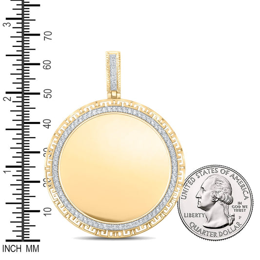 0.25 Ctw Natural Diamond Greek Round Memory Picture Frame Pendant in 10k Yellow Gold