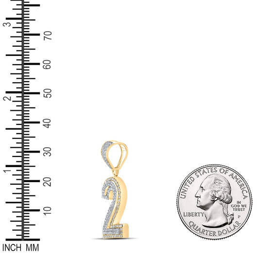0.71 Ctw Natural Diamond Block Number 2 Two Pendant in 10k Two-tone Gold