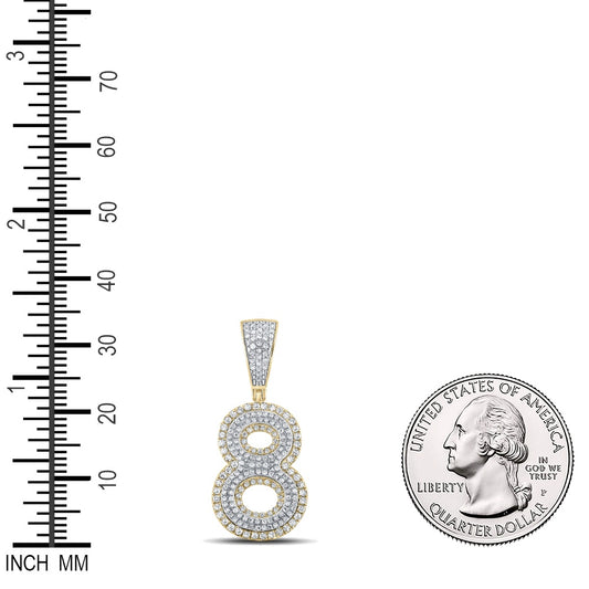 0.8 Ctw Natural Diamond Block Number 8 Eight Pendant in 10k Two-tone Gold
