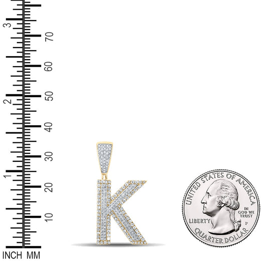 0.85 Ctw Natural Diamond Block Initial Pendant Alphabet K Pendant in 10k Two-tone Gold