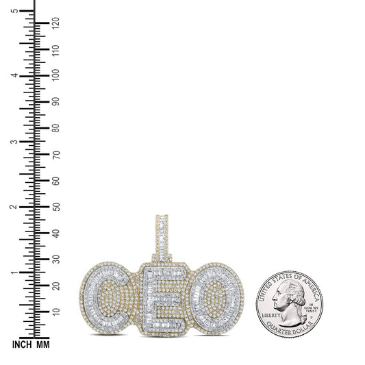 5.03 Ctw Natural Diamond CEO Nameplate Pendant in 10k Two-tone Gold