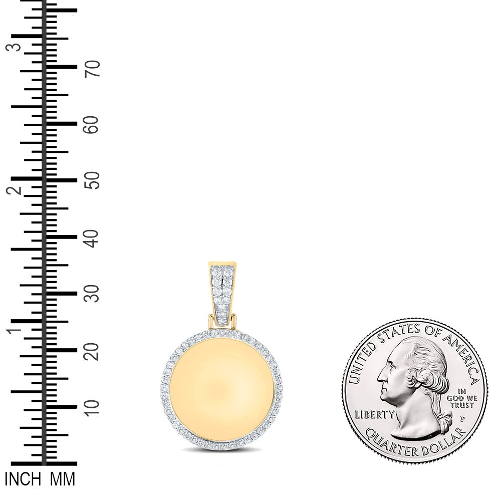 0.95 Ctw Natural Diamond Round Circle Memory Picture Frame Pendant in 10k Yellow Gold