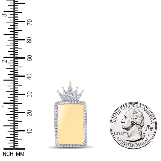 1.02 Ctw Natural Diamond Memory Picture Frame Crown Pendant in 10k Yellow Gold