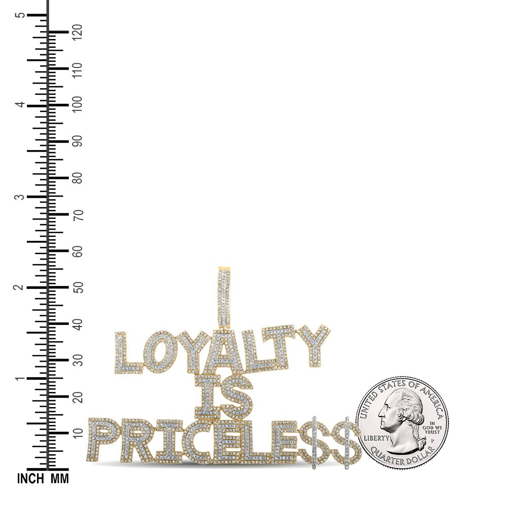 2.84 Ctw Natural Diamond Loyalty Is Pricesless Dollar Sign Pendant in 10k Yellow Gold