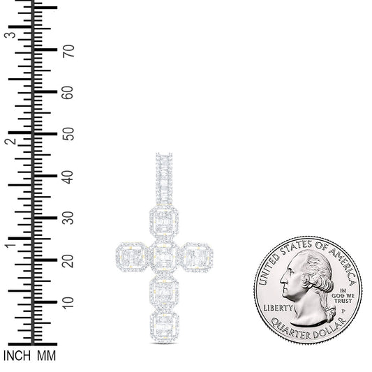 1.11 Ctw Natural Diamond Cross Religious Pendant in 10k Yellow Gold