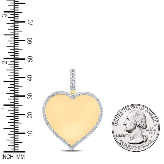 0.2 Ctw Natural Diamond Memory Picture Frame Heart Pendant in 10k Yellow Gold
