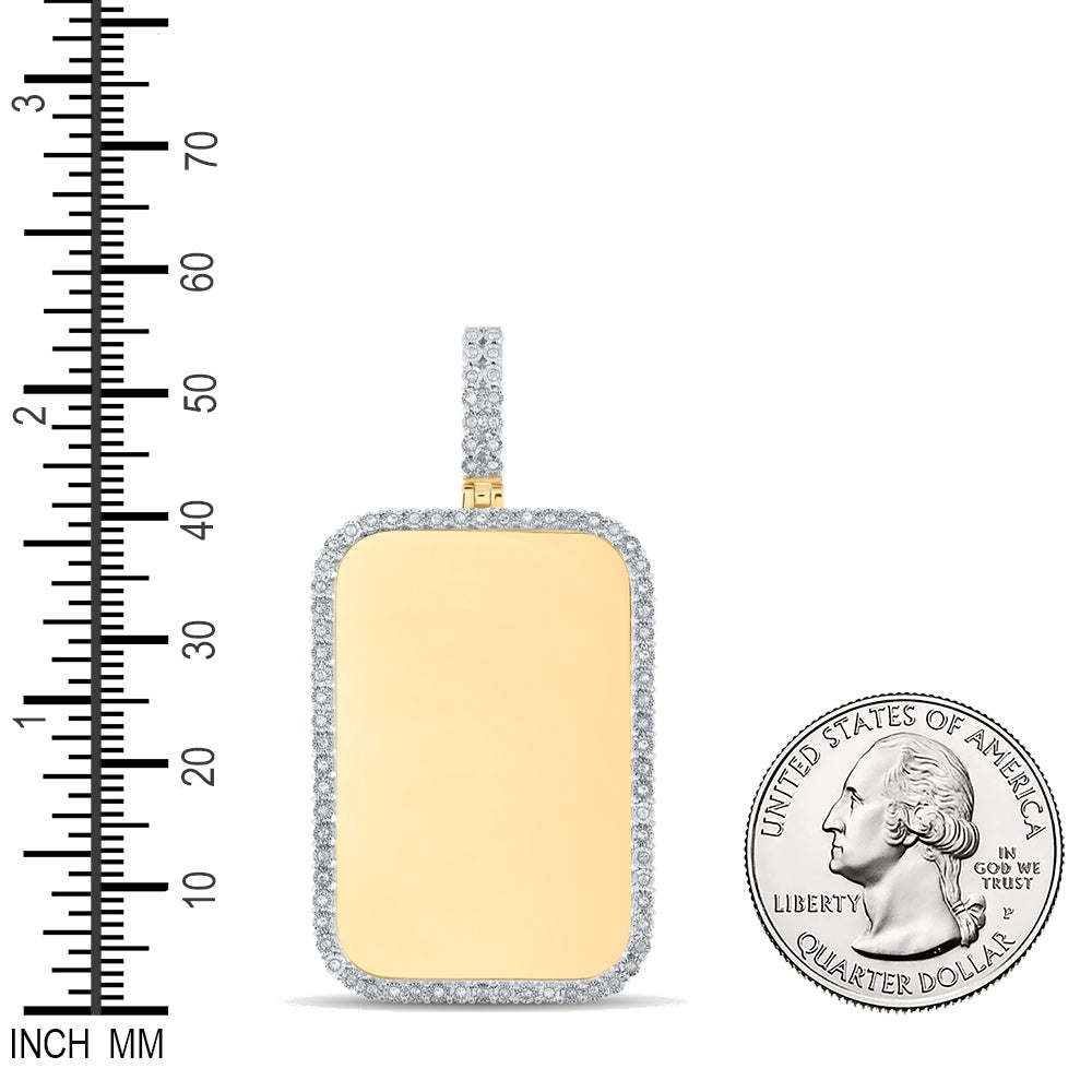 0.25 Ctw Natural Diamond Dogtag Rectangle Memory Picture Frame Pendant in 10k Yellow Gold