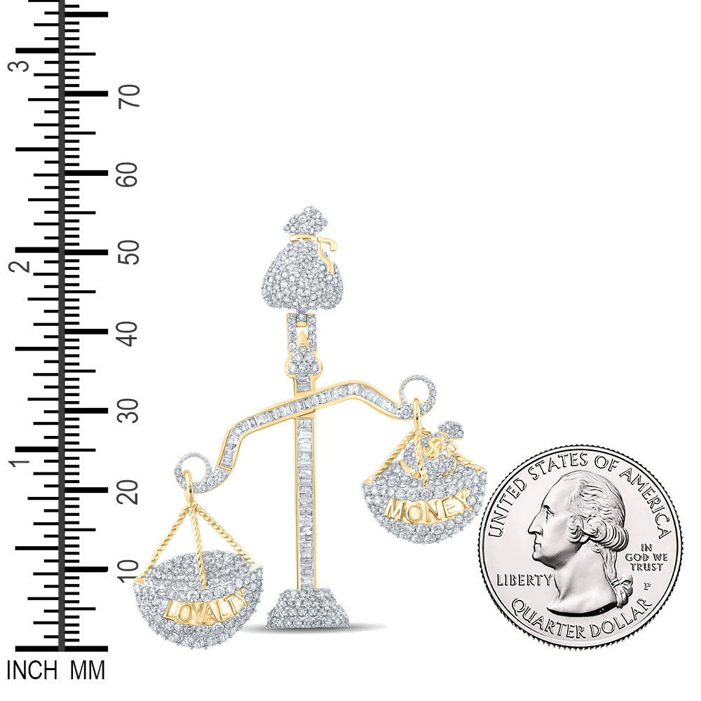 3.03 Ctw Natural Diamond Balance Scale Money Loyalty Pendant in 10k Yellow Gold