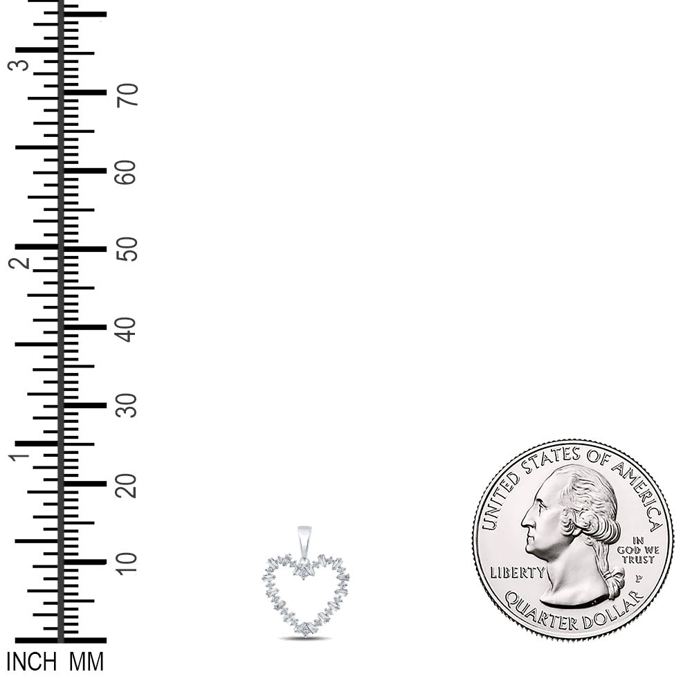 0.29 Ctw Natural Diamond Open Heart Pendant in 10k White Gold