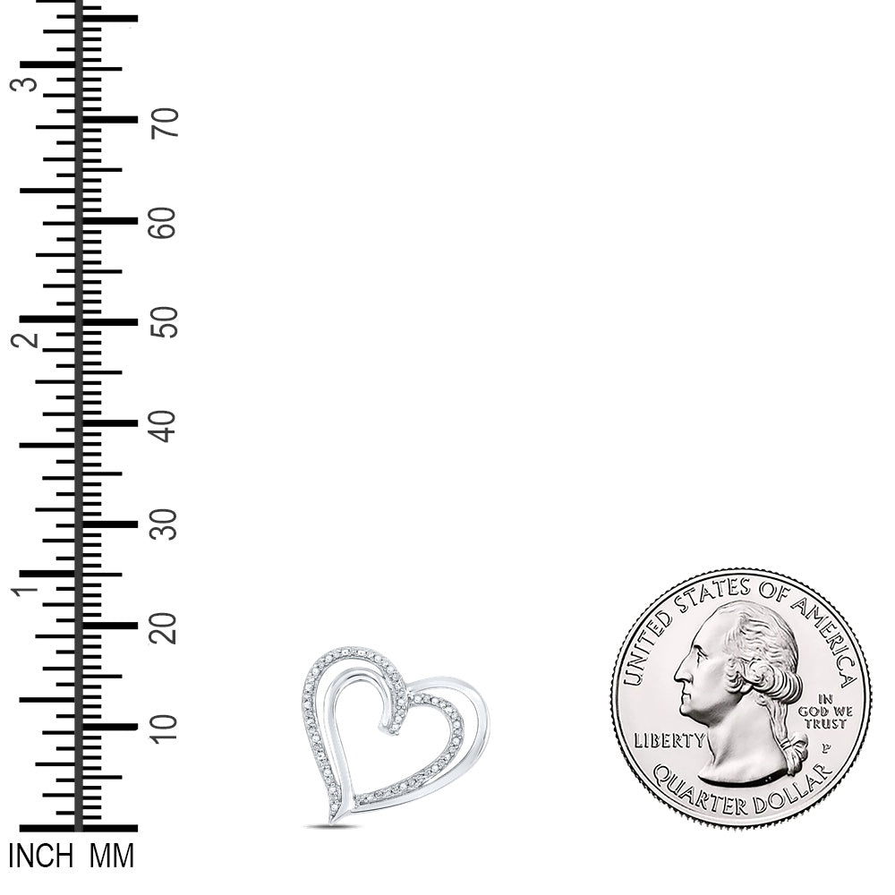 0.05 Ctw Natural Diamond Open Double Heart Pendant in Sterling Silver