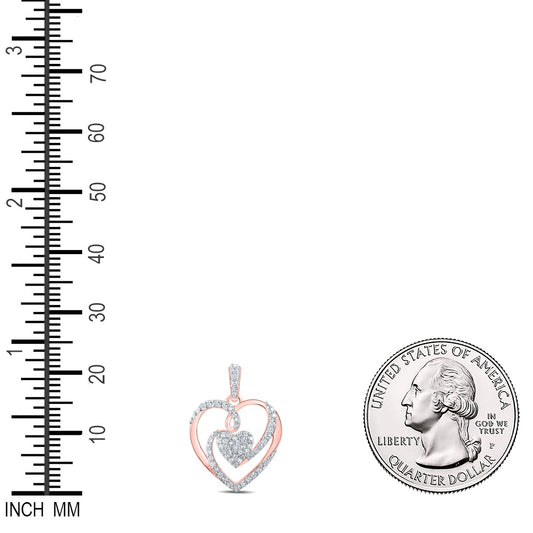 0.26 Ctw Natural Diamond Open Double Heart Pendant in 10k Rose Gold