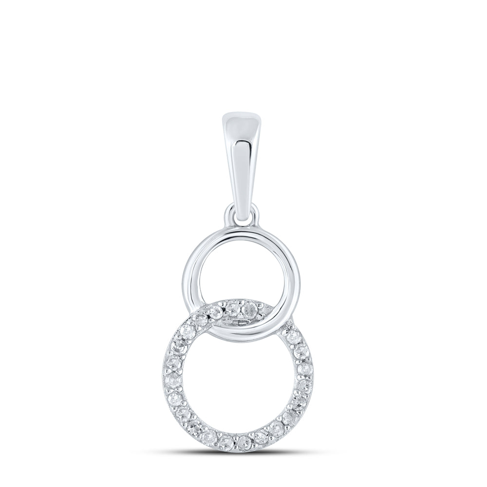 0.05 Ctw Natural Diamond Double Circle Overlap Pendant in 10k White Gold