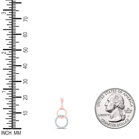 0.05 Ctw Natural Diamond Double Circle Overlap Pendant in 10k Rose Gold