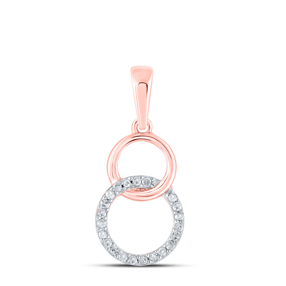 0.05 Ctw Natural Diamond Double Circle Overlap Pendant in 10k Rose Gold